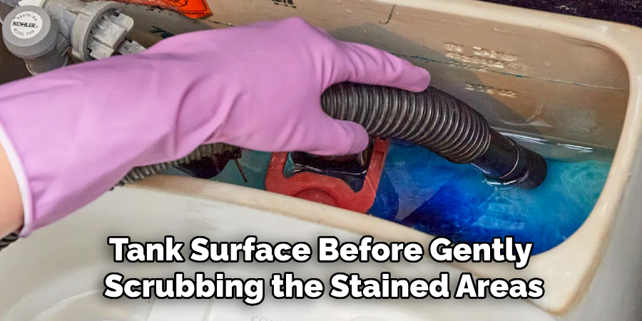 Tank Surface Before Gently 
Scrubbing the Stained Areas